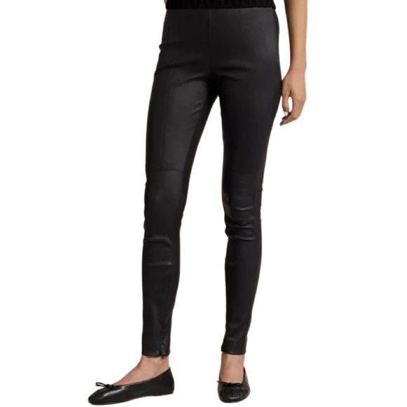 NWT Polo Ralph Lauren Blue Label Blk Lamb Leather Legging with Zip Ankle - Sz S - Picture 2 of 13